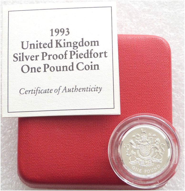 1993 Royal Arms Piedfort £1 Silver Proof Coin Box Coa