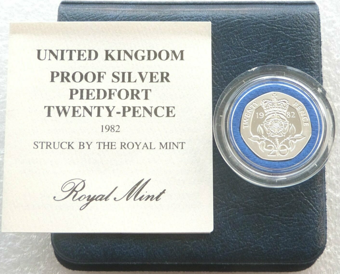 1982 Tudor Rose Piedfort 20p Silver Proof Coin Box Coa 1982 Tudor Rose Piedfort 20p Silver Proof Coin Box Coa