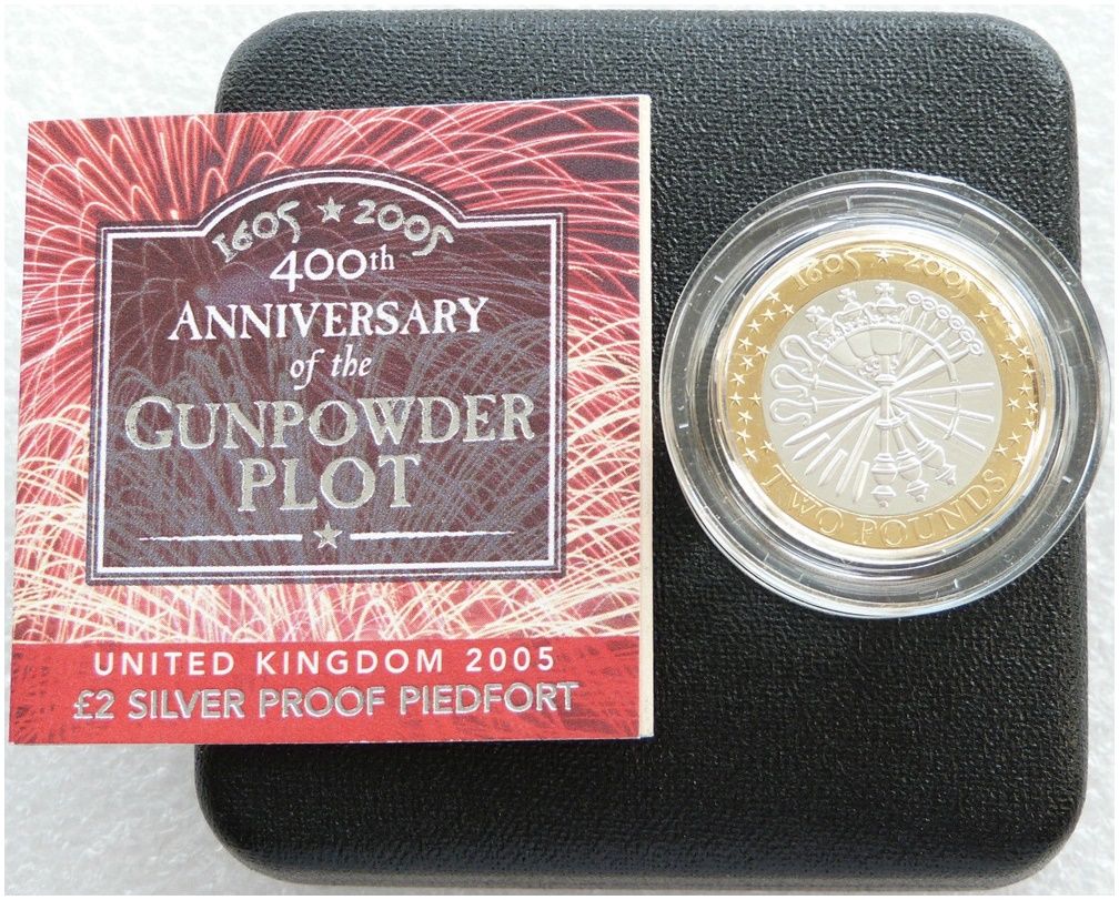 2005 Guy Fawkes Gunpowder Plot Piedfort £2 Silver Proof Coin Box Coa
