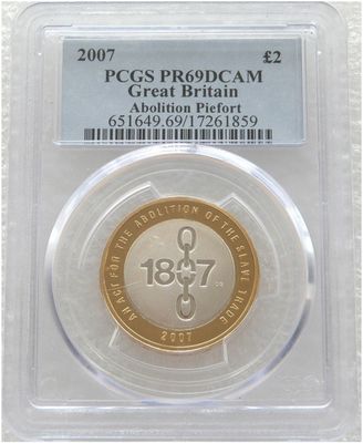2007 Abolition of the Slave Trade Piedfort £2 Silver Proof Coin PCGS PR69 DCAM 2007 Abolition of the Slave Trade Piedfort £2 Silver Proof Coin PCGS PR69 DCAM