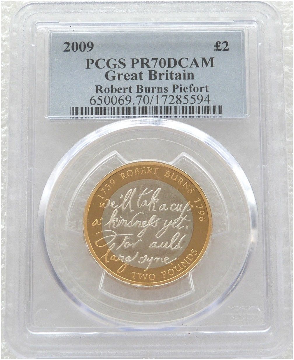 2009 Robert Burns Piedfort £2 Silver Proof Coin PCGS PR70 DCAM 2009 Robert Burns Piedfort £2 Silver Proof Coin PCGS PR70 DCAM