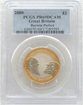 2009 Charles Darwin Piedfort £2 Silver Proof Coin PCGS PR69 DCAM 2009 Charles Darwin Piedfort £2 Silver Proof Coin PCGS PR69 DCAM