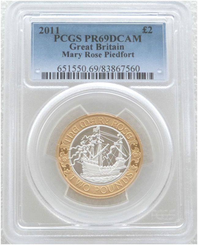 2011 Mary Rose Piedfort £2 Silver Proof Coin PCGS PR69 DCAM 2011 Mary Rose Piedfort £2 Silver Proof Coin PCGS PR69 DCAM