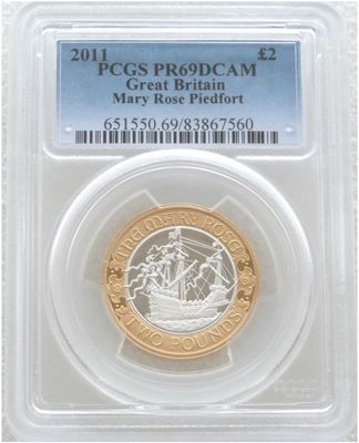 2011 Mary Rose Piedfort £2 Silver Proof Coin PCGS PR69 DCAM 2011 Mary Rose Piedfort £2 Silver Proof Coin PCGS PR69 DCAM