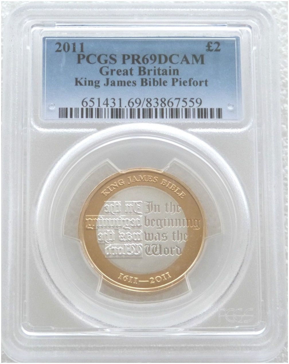 2011 King James Bible Piedfort £2 Silver Proof Coin PCGS PR69 DCAM 2011 King James Bible Piedfort £2 Silver Proof Coin PCGS PR69 DCAM
