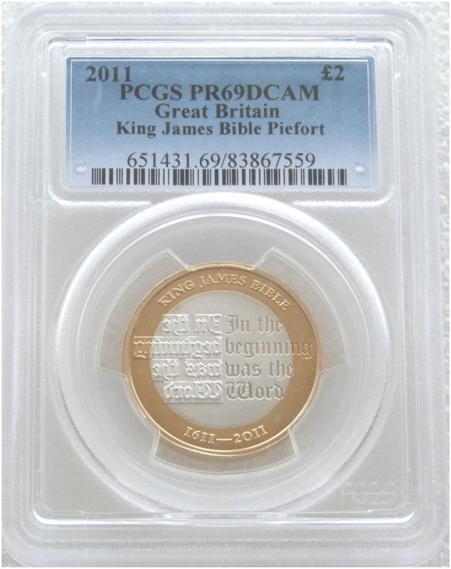 2011 King James Bible Piedfort £2 Silver Proof Coin PCGS PR69 DCAM 2011 King James Bible Piedfort £2 Silver Proof Coin PCGS PR69 DCAM