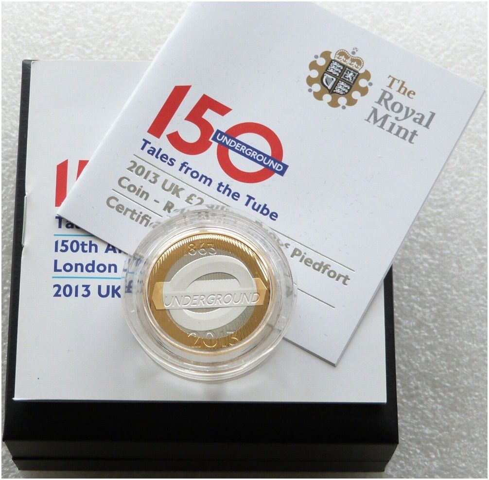 2013 London Underground Roundel Piedfort £2 Silver Proof Coin Box Coa - Mintage 162 2013 London Underground Roundel Piedfort £2 Silver Proof Coin Box Coa - Mintage 162