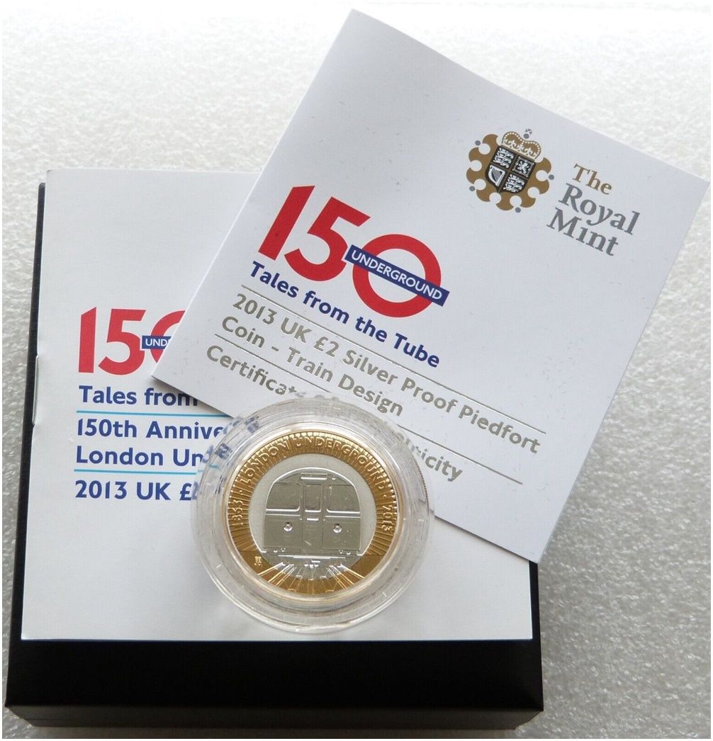 2013 London Underground Train Piedfort £2 Silver Proof Coin Box Coa - Mintage 186 2013 London Underground Train Piedfort £2 Silver Proof Coin Box Coa - Mintage 186