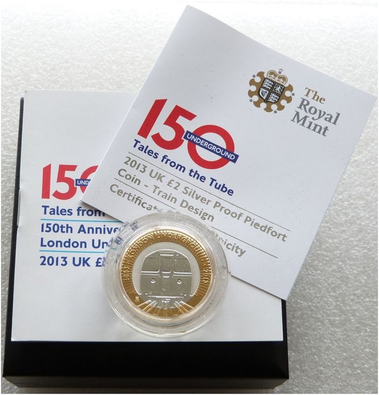2013 London Underground Train Piedfort £2 Silver Proof Coin Box Coa - Mintage 186 2013 London Underground Train Piedfort £2 Silver Proof Coin Box Coa - Mintage 186