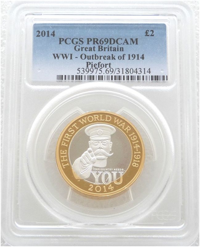 2014 First World War Outbreak Kitchener Piedfort £2 Silver Proof Coin PCGS PR69 DCAM 2014 First World War Outbreak Kitchener Piedfort £2 Silver Proof Coin PCGS PR69 DCAM