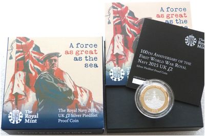 2015 First World War Royal Navy Piedfort £2 Silver Proof Coin Box Coa