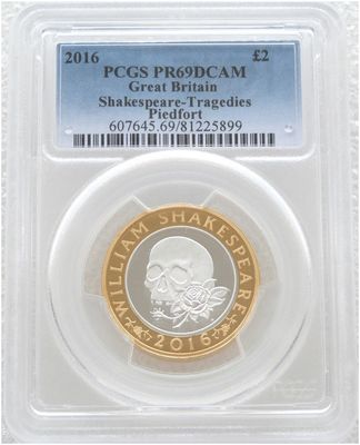 2016 William Shakespeare Tragedies Piedfort £2 Silver Proof Coin PCGS PR69 DCAM