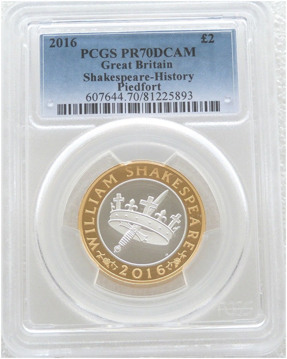 2016 William Shakespeare Histories Piedfort £2 Silver Proof Coin PCGS PR70 DCAM 2016 William Shakespeare Histories Piedfort £2 Silver Proof Coin PCGS PR70 DCAM