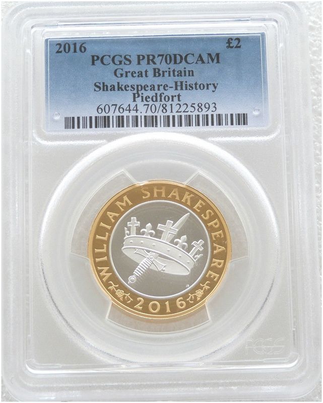 2016 William Shakespeare Histories Piedfort £2 Silver Proof Coin PCGS PR70 DCAM 2016 William Shakespeare Histories Piedfort £2 Silver Proof Coin PCGS PR70 DCAM