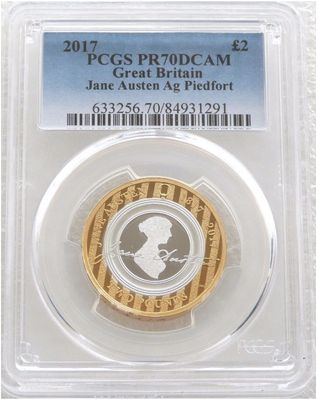 2017 Jane Austen Piedfort £2 Silver Proof Coin PCGS PR70 DCAM 2017 Jane Austen Piedfort £2 Silver Proof Coin PCGS PR70 DCAM