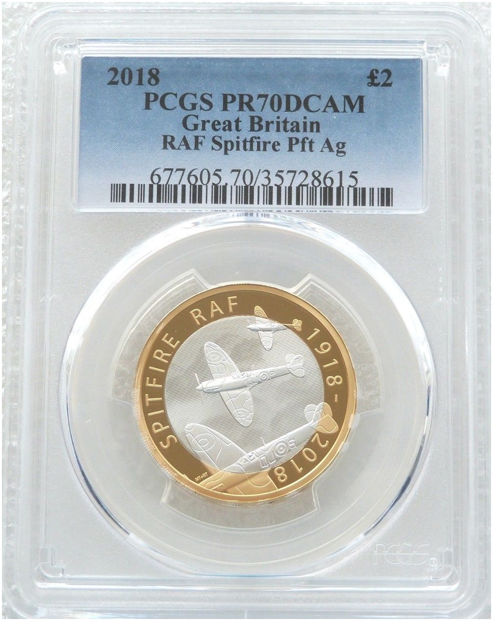 2018 Royal Air Force RAF Spitfire Piedfort £2 Silver Proof Coin PCGS PR70 DCAM 2018 Royal Air Force RAF Spitfire Piedfort £2 Silver Proof Coin PCGS PR70 DCAM