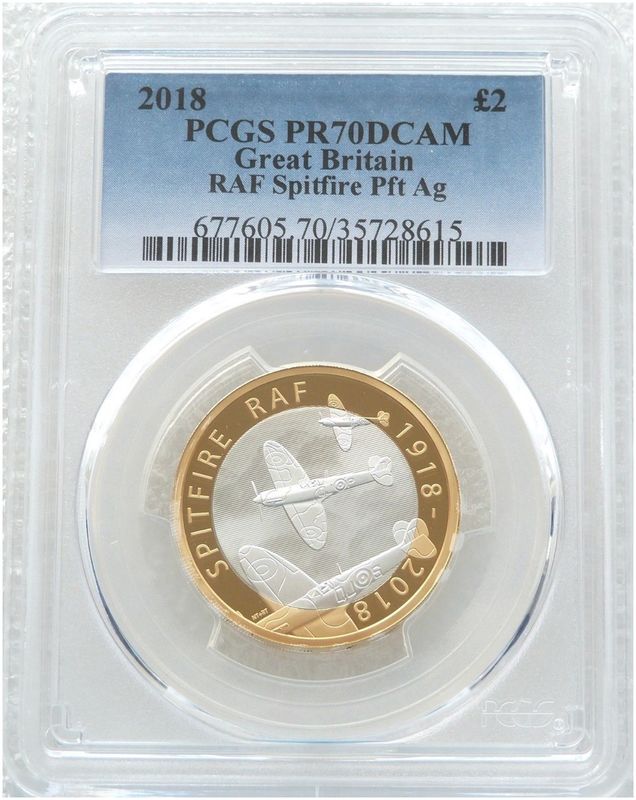 2018 Royal Air Force RAF Spitfire Piedfort £2 Silver Proof Coin PCGS PR70 DCAM 2018 Royal Air Force RAF Spitfire Piedfort £2 Silver Proof Coin PCGS PR70 DCAM