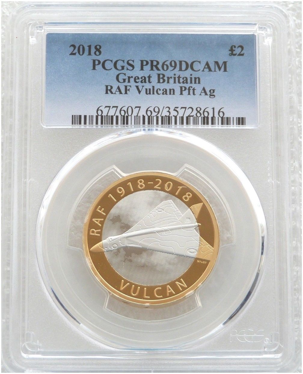 2018 Royal Air Force RAF Vulcan Piedfort £2 Silver Proof Coin PCGS PR69 DCAM 2018 Royal Air Force RAF Vulcan Piedfort £2 Silver Proof Coin PCGS PR69 DCAM
