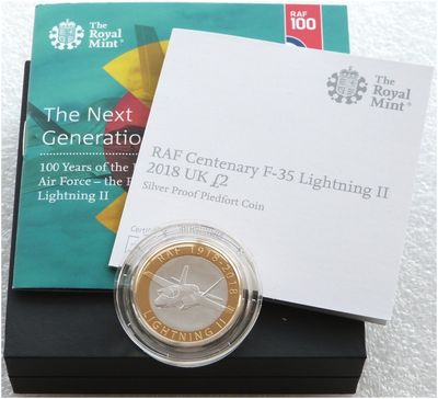 2018 Royal Air Force RAF F-35 Lightning II Piedfort £2 Silver Proof Coin Box Coa