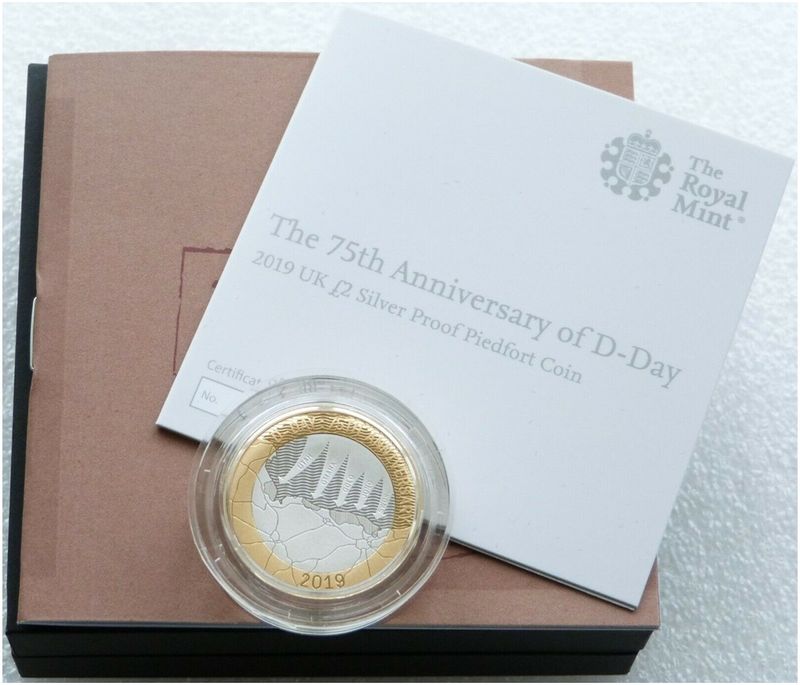 2019 D-Day Landings Piedfort £2 Silver Proof Coin Box Coa