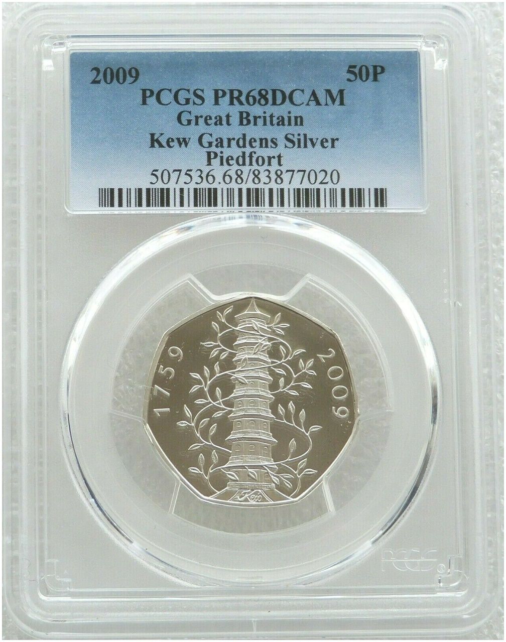 2009 Kew Gardens Piedfort 50p Silver Proof Coin PCGS PR68 DCAM 2009 Kew Gardens Piedfort 50p Silver Proof Coin PCGS PR68 DCAM