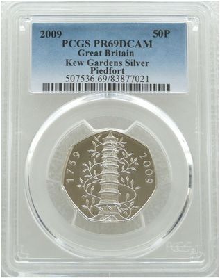 2009 Kew Gardens Piedfort 50p Silver Proof Coin PCGS PR69 DCAM 2009 Kew Gardens Piedfort 50p Silver Proof Coin PCGS PR69 DCAM