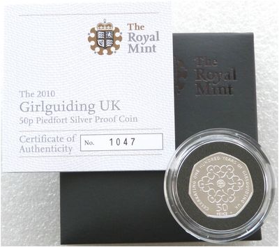 2010 Girlguiding Piedfort 50p Silver Proof Coin Box Coa 2010 Girlguiding Piedfort 50p Silver Proof Coin Box Coa