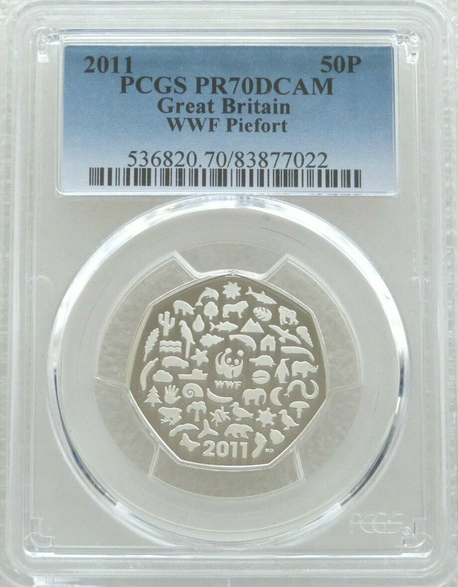 2011 World Wildlife Fund WWF Piedfort 50p Silver Proof Coin PCGS PR70 DCAM 2011 World Wildlife Fund WWF Piedfort 50p Silver Proof Coin PCGS PR70 DCAM
