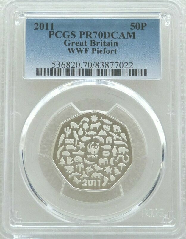 2011 World Wildlife Fund WWF Piedfort 50p Silver Proof Coin PCGS PR70 DCAM 2011 World Wildlife Fund WWF Piedfort 50p Silver Proof Coin PCGS PR70 DCAM