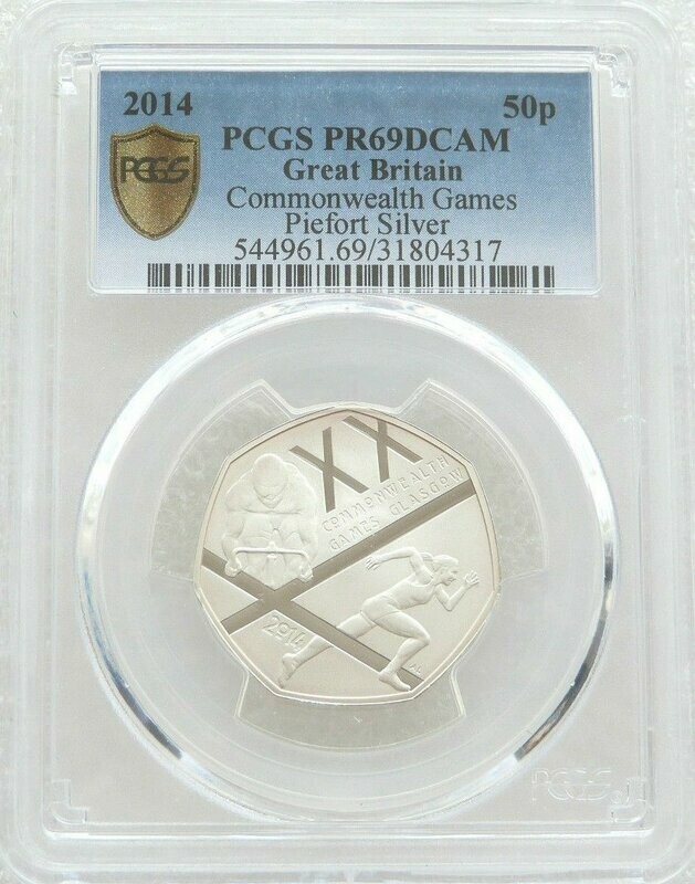 2014 Commonwealth Games Glasgow Piedfort 50p Silver Proof Coin PCGS PR69 DCAM 2014 Commonwealth Games Glasgow Piedfort 50p Silver Proof Coin PCGS PR69 DCAM