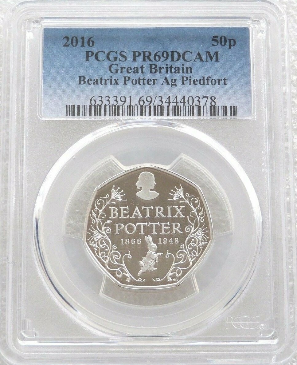 2016 Beatrix Potter Piedfort 50p Silver Proof Coin PCGS PR69 DCAM - Mintage 2,486 2016 Beatrix Potter Piedfort 50p Silver Proof Coin PCGS PR69 DCAM - Mintage 2,486