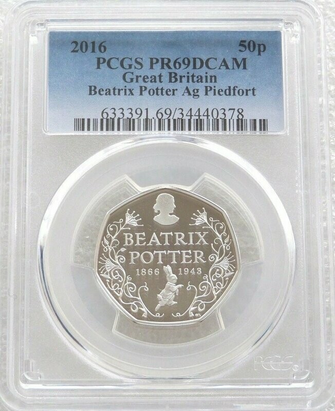 2016 Beatrix Potter Piedfort 50p Silver Proof Coin PCGS PR69 DCAM - Mintage 2,486 2016 Beatrix Potter Piedfort 50p Silver Proof Coin PCGS PR69 DCAM - Mintage 2,486