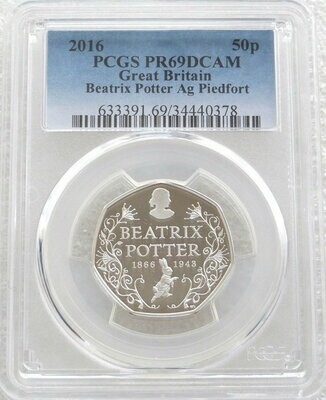 2016 Beatrix Potter Piedfort 50p Silver Proof Coin PCGS PR69 DCAM - Mintage 2,486 2016 Beatrix Potter Piedfort 50p Silver Proof Coin PCGS PR69 DCAM - Mintage 2,486