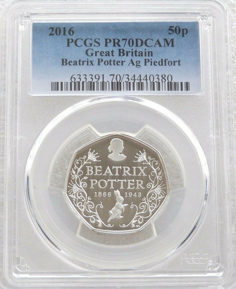 2016 Beatrix Potter Piedfort 50p Silver Proof Coin PCGS PR70 DCAM - Mintage 2,486 2016 Beatrix Potter Piedfort 50p Silver Proof Coin PCGS PR70 DCAM - Mintage 2,486