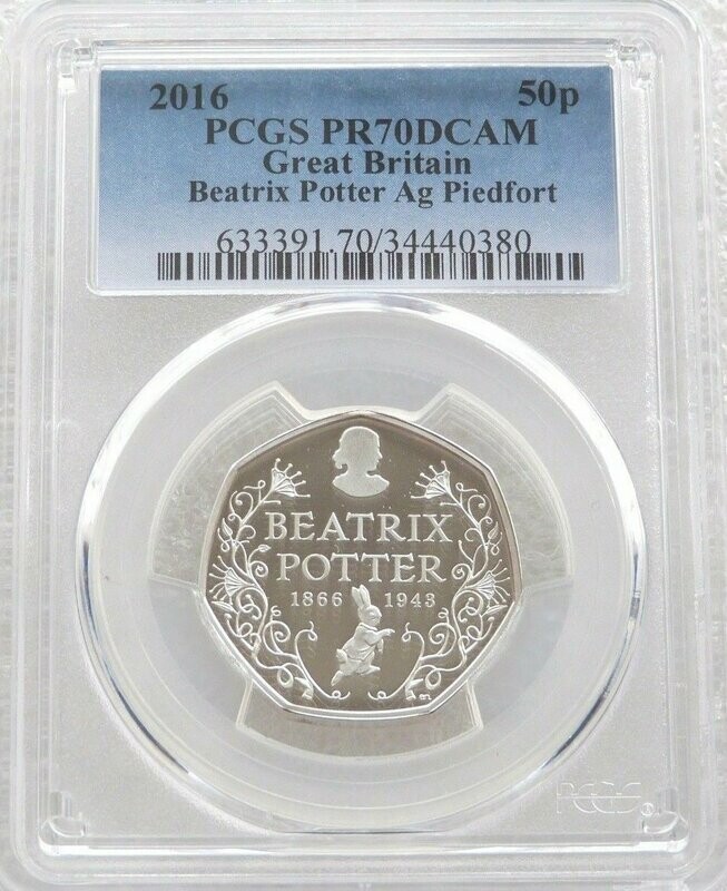 2016 Beatrix Potter Piedfort 50p Silver Proof Coin PCGS PR70 DCAM - Mintage 2,486 2016 Beatrix Potter Piedfort 50p Silver Proof Coin PCGS PR70 DCAM - Mintage 2,486