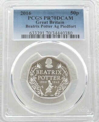 2016 Beatrix Potter Piedfort 50p Silver Proof Coin PCGS PR70 DCAM - Mintage 2,486 2016 Beatrix Potter Piedfort 50p Silver Proof Coin PCGS PR70 DCAM - Mintage 2,486