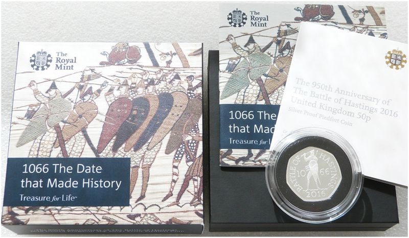 2016 Battle of Hastings Piedfort 50p Silver Proof Coin Box Coa