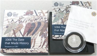 2016 Battle of Hastings Piedfort 50p Silver Proof Coin Box Coa