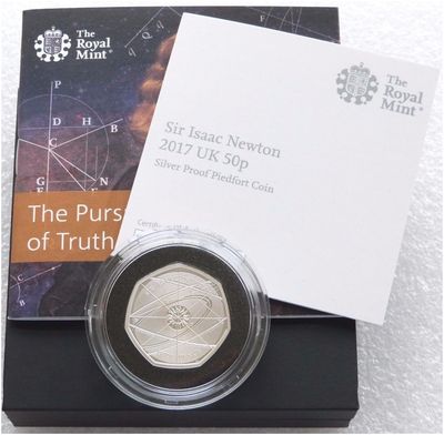2017 Sir Isaac Newton Piedfort 50p Silver Proof Coin Box Coa