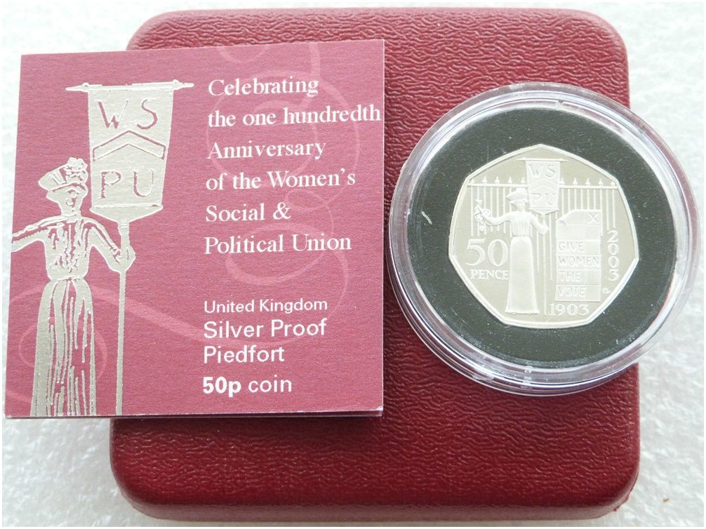 2003 Suffragettes Piedfort 50p Silver Proof Coin Box Coa 2003 Suffragettes Piedfort 50p Silver Proof Coin Box Coa