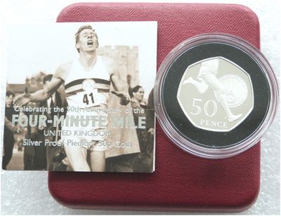 2004 Roger Bannister Piedfort 50p Silver Proof Coin Box Coa