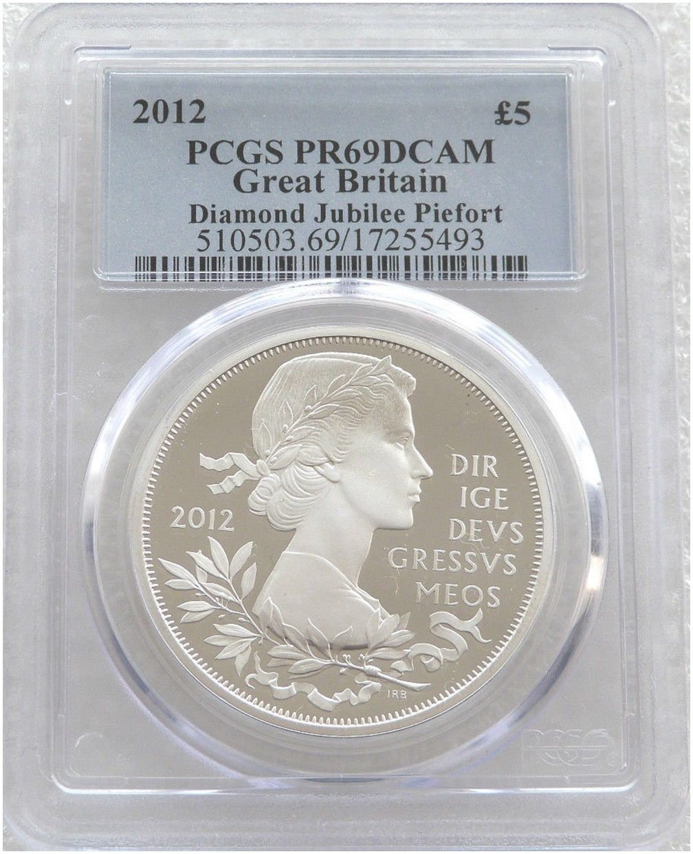 2012 Diamond Jubilee Piedfort £5 Silver Proof Coin PCGS PR69 DCAM 2012 Diamond Jubilee Piedfort £5 Silver Proof Coin PCGS PR69 DCAM