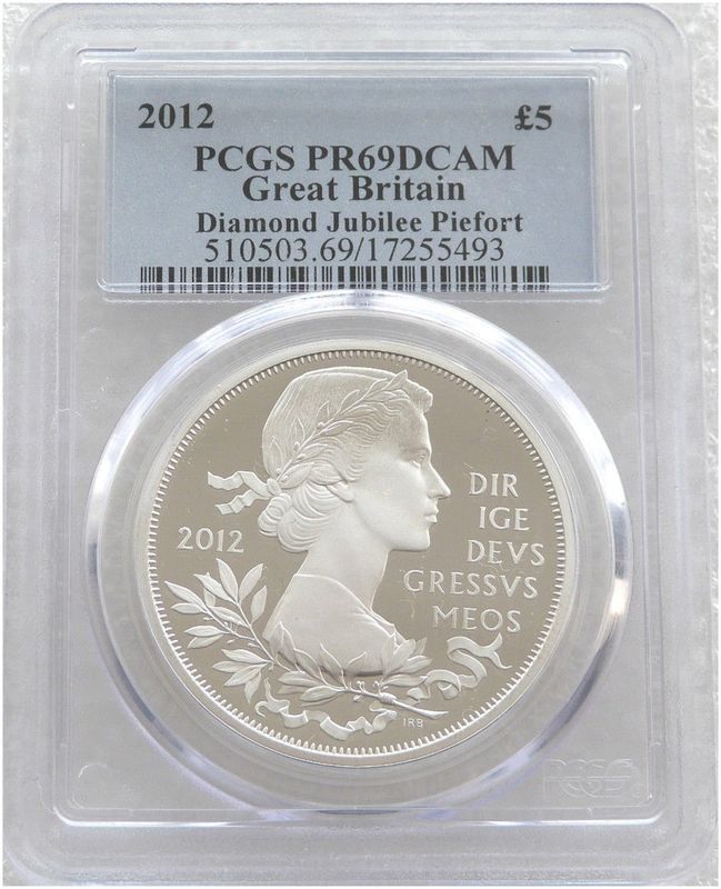 2012 Diamond Jubilee Piedfort £5 Silver Proof Coin PCGS PR69 DCAM 2012 Diamond Jubilee Piedfort £5 Silver Proof Coin PCGS PR69 DCAM