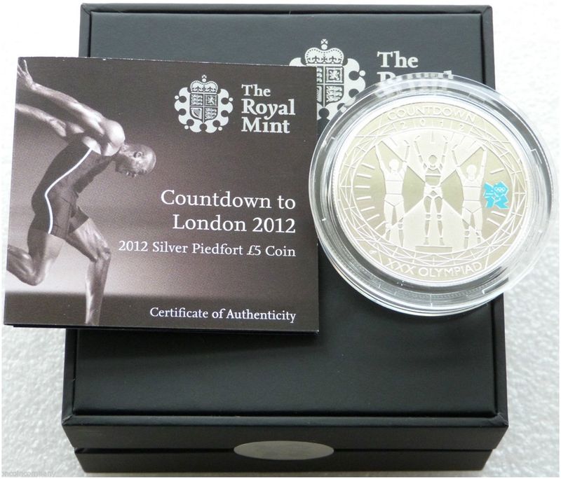2012 London Olympic Games Countdown Piedfort £5 Silver Proof Coin Box Coa 2012 London Olympic Games Countdown Piedfort £5 Silver Proof Coin Box Coa