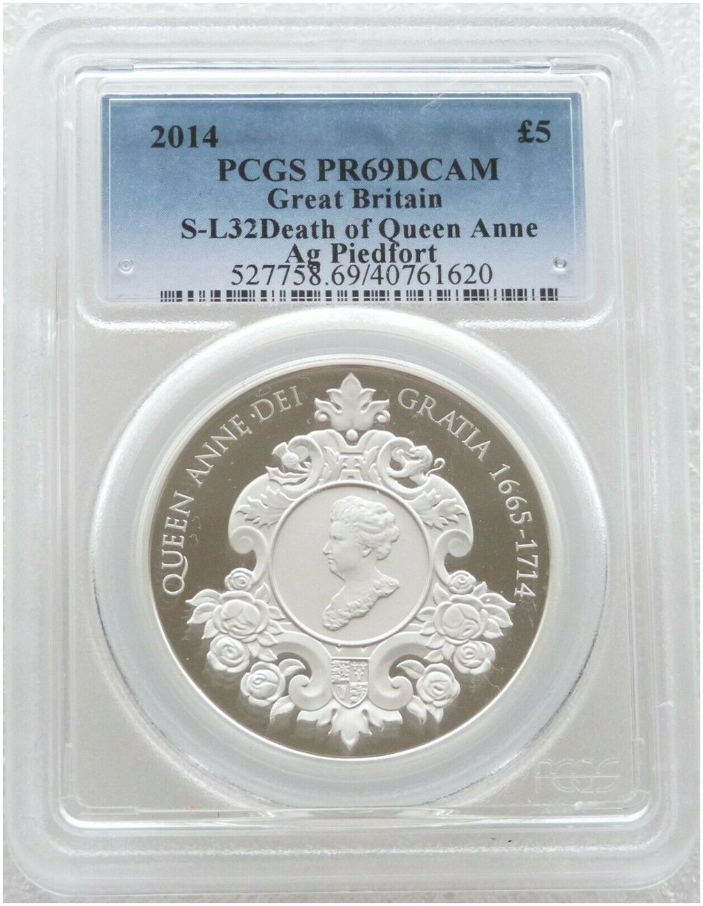 2014 Queen Anne Piedfort £5 Silver Proof Coin PCGS PR69 DCAM