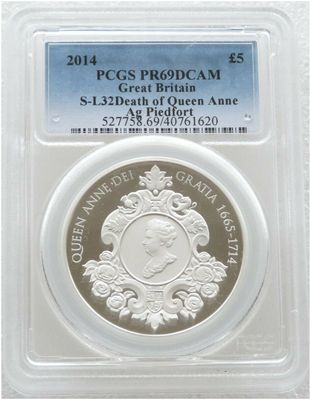 2014 Queen Anne Piedfort £5 Silver Proof Coin PCGS PR69 DCAM
