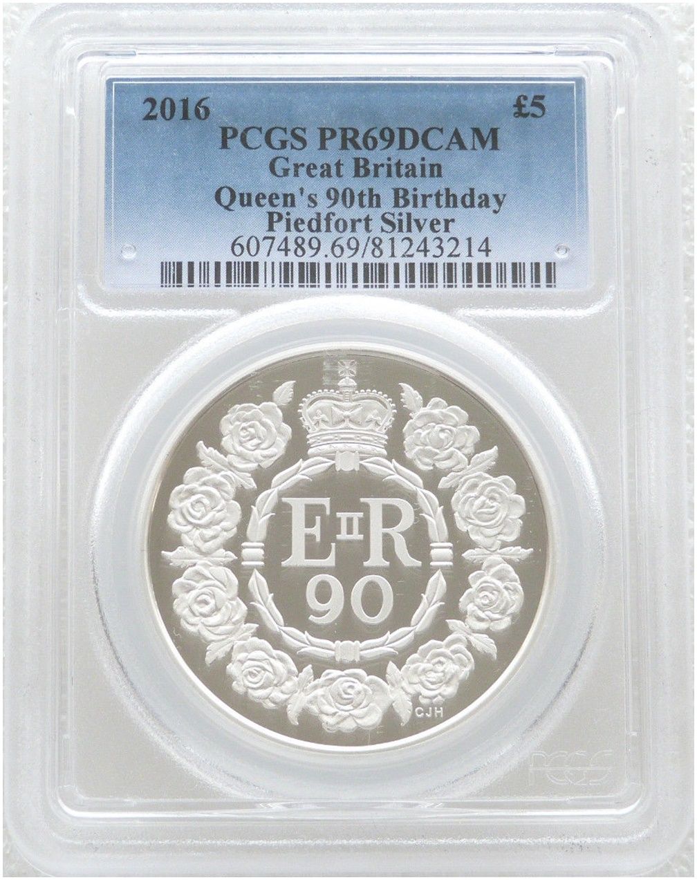 2016 Queen's 90th Birthday Piedfort £5 Silver Proof Coin PCGS PR69 DCAM 2016 Queen's 90th Birthday Piedfort £5 Silver Proof Coin PCGS PR69 DCAM