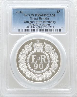 2016 Queen's 90th Birthday Piedfort £5 Silver Proof Coin PCGS PR69 DCAM 2016 Queen's 90th Birthday Piedfort £5 Silver Proof Coin PCGS PR69 DCAM