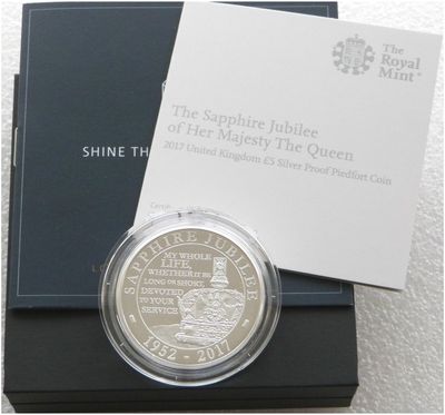 2017 Sapphire Jubilee Piedfort £5 Silver Proof Coin Box Coa 2017 Sapphire Jubilee Piedfort £5 Silver Proof Coin Box Coa