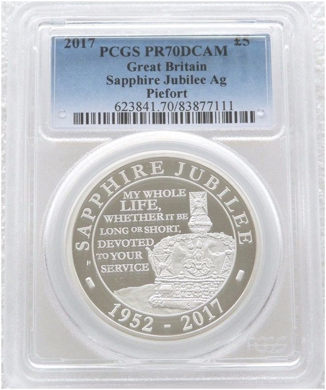 2017 Sapphire Jubilee Piedfort £5 Silver Proof Coin PCGS PR70 DCAM